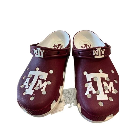 Crocs Texas A&M Aggies NCAA Classic Clogs Slip On Maroon White Logo Size 9 Mens main image 8